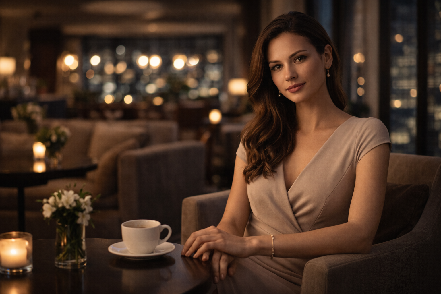 Premium editorial brand scene with an elegant interior and trust-building lifestyle atmosphere for the baby about page.